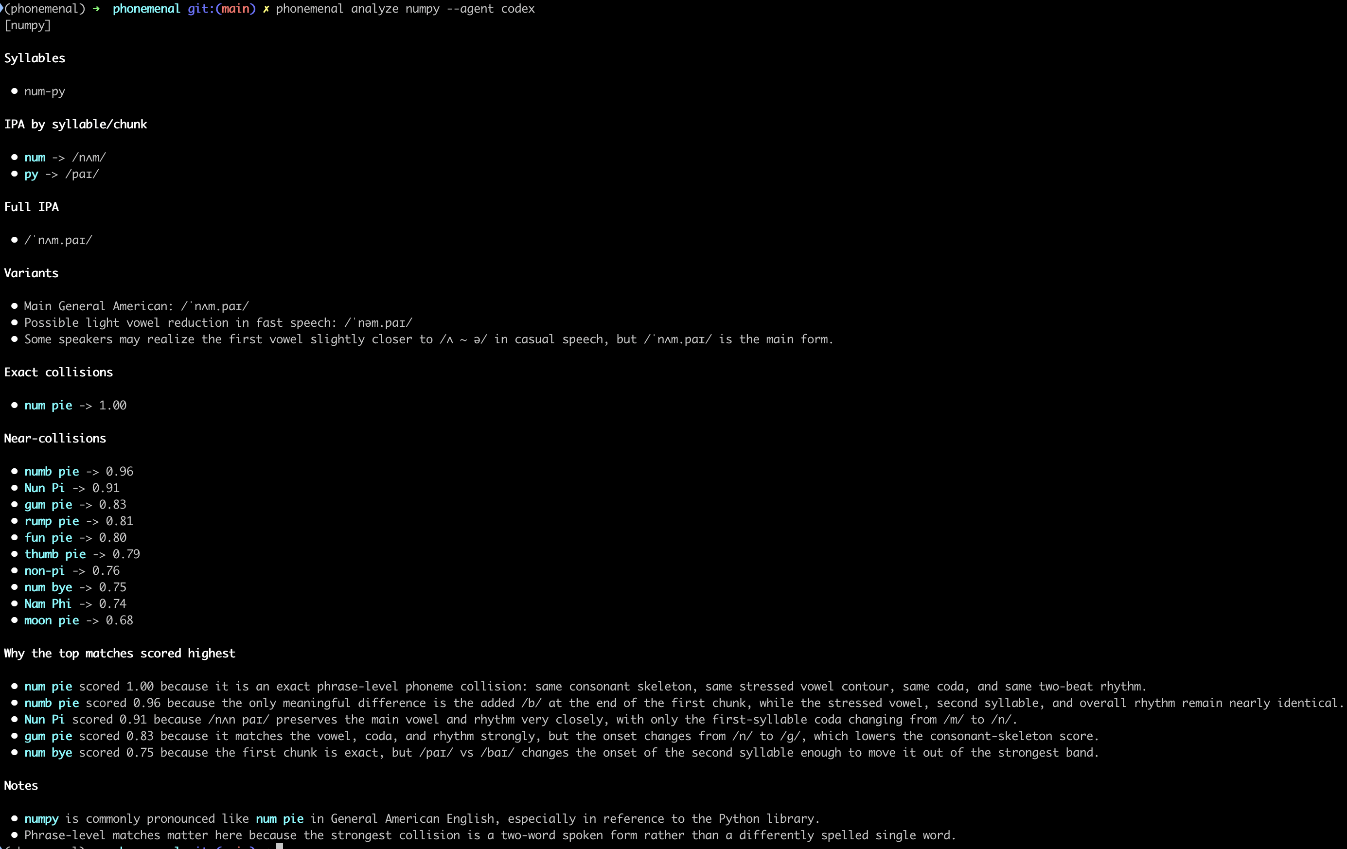 phonemenal with a local agent
